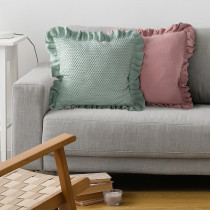 Mušelínová obliečka 45x45 cm na vankúš mätová s krajkou